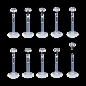 10PCS Clear Invisible Bioplastic Labret Lip Rings Work Lip Piercing Jewelry