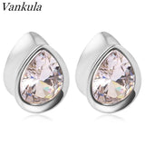 Vankula Stainless Steel Water Drop Zircon Ear Piercing Tunnels 2pc