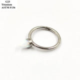 G23 Titanium Nose Ring with Opal Open Ring Piercing Jewelry