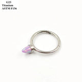 G23 Titanium Nose Ring with Opal Open Ring Piercing Jewelry