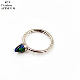 G23 Titanium Nose Ring with Opal Open Ring Piercing Jewelry