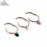 G23 Titanium Nose Ring with Opal Open Ring Piercing Jewelry