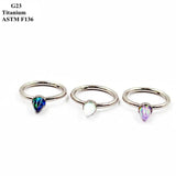 G23 Titanium Nose Ring with Opal Open Ring Piercing Jewelry