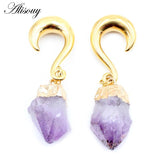 Stainless Steel Ear Weight Triangle Natural Stone Dangle Ear Plug Tunnels