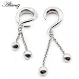 2pcs Stainless Steel Chain Ball Hook Earring Plugs Tunnels Expander