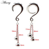 2pcs Stainless Steel Chain Ball Hook Earring Plugs Tunnels Expander