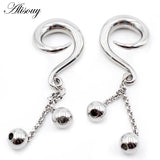 2pcs Stainless Steel Chain Ball Hook Earring Plugs Tunnels Expander