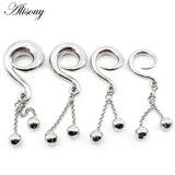 2pcs Stainless Steel Chain Ball Hook Earring Plugs Tunnels Expander