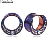 Punk Stainless Steel Round Zircon Ear Piercing Tunnels