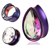 Punk Stainless Steel Round Zircon Ear Piercing Tunnels