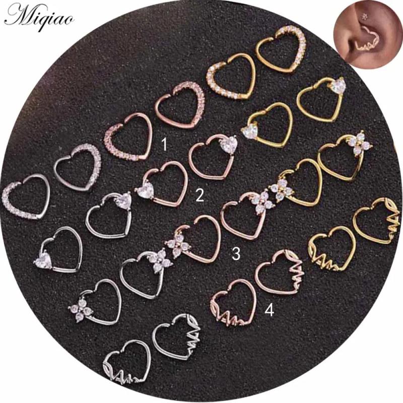 Miqiao 2pcs Zircon Multicolor Peach Heart Earrings