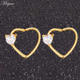Miqiao 2pcs Zircon Multicolor Peach Heart Earrings