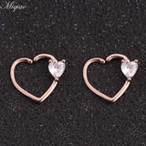 Miqiao 2pcs Zircon Multicolor Peach Heart Earrings