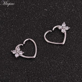 Miqiao 2pcs Zircon Multicolor Peach Heart Earrings