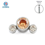 ASTM F136 Titanium 3 Crystal Curved Labret Stud