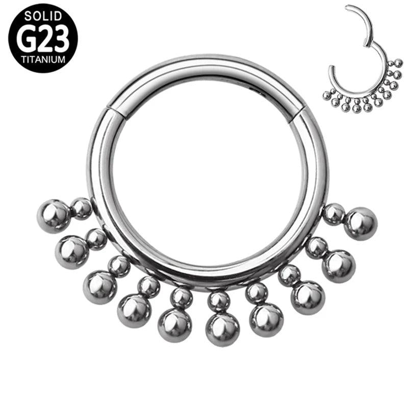 G23 Titanium Balls Weld Side Hinged Segment Rings 8mm Nose Hoops Ear Piercing