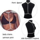 Sexy Silver Crystal Choker Bra Body Chain Beach Jewelry