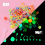 110Pcs Glow In Dark Acrylic Belly Button Ring Eyebrow Lip Piercing