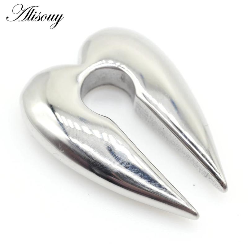 Stainless Steel Heart Water Drop Ear Weight Expander Piercing Earring