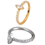 ASTM F136 Titanium CZ Marquise Center Hinged Nose Ring Labret Tragus Piercing