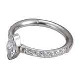 ASTM F136 Titanium CZ Marquise Center Hinged Nose Ring Labret Tragus Piercing