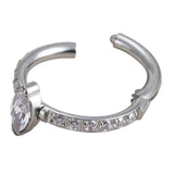 ASTM F136 Titanium CZ Marquise Center Hinged Nose Ring Labret Tragus Piercing