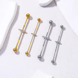 G23 Titanium Industrial Barbell Cross Hoop Cartilage Earrings