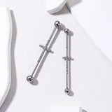 G23 Titanium Industrial Barbell Cross Hoop Cartilage Earrings