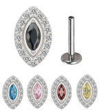 G23 Titanium Oval Marquise Zircon Tragus Lip Studs
