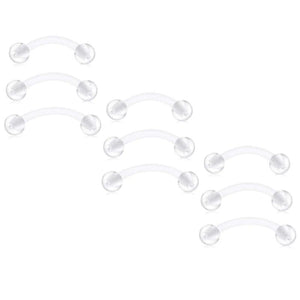 10PCS Clear Bioflex Acrylic Curved Barbell Belly Button Rings