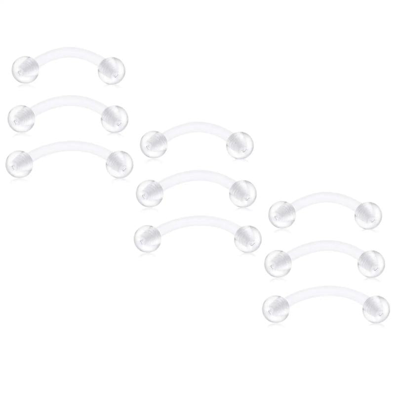 10PCS Clear Bioflex Acrylic Curved Barbell Belly Button Rings