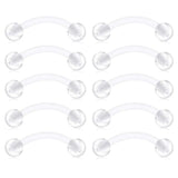 10PCS Clear Bioflex Acrylic Curved Barbell Belly Button Rings
