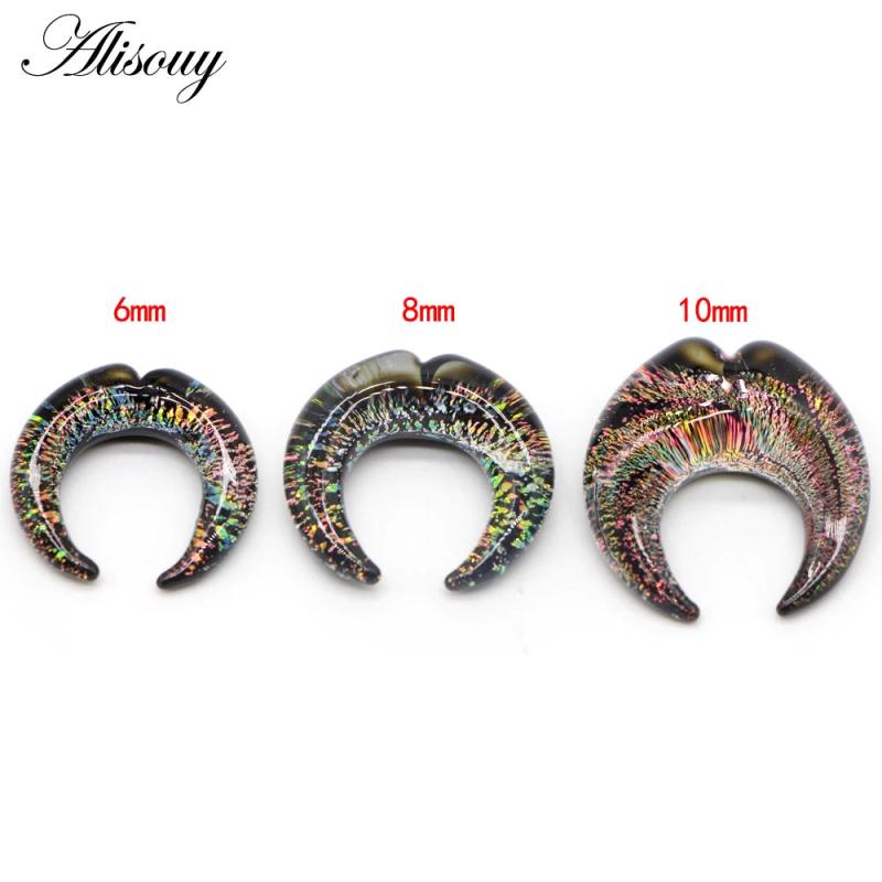 Hot Sell Colorful Crescent Piercing Ear Plugs Earring Strechers