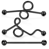 3Pcs 14G Industrial Barbell Piercing 35-38mm