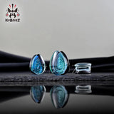 Glass Galaxy Water Drop Ear Expanders Tunnels Gauges Piercing Earring Plugs 2PCS