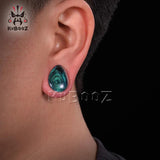 Glass Galaxy Water Drop Ear Expanders Tunnels Gauges Piercing Earring Plugs 2PCS