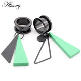 Stainless Steel Roller Skating I-Shaped Ear Expansion Wooden Triangle Earrings