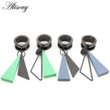 Stainless Steel Roller Skating I-Shaped Ear Expansion Wooden Triangle Earrings