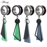 Stainless Steel Roller Skating I-Shaped Ear Expansion Wooden Triangle Earrings
