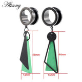 Stainless Steel Roller Skating I-Shaped Ear Expansion Wooden Triangle Earrings