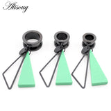 Stainless Steel Roller Skating I-Shaped Ear Expansion Wooden Triangle Earrings