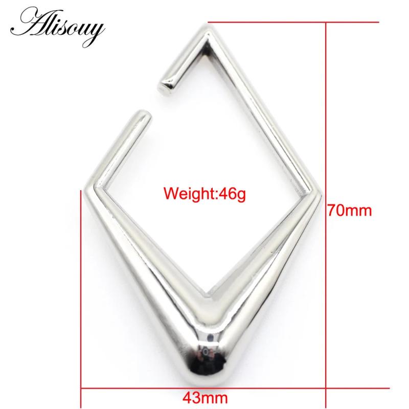 Punk Stainless Steel Rhombus Square Ear Weight Clip