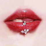 Gem Bat Lip Piercing Gothic Vertical Labret Piercing
