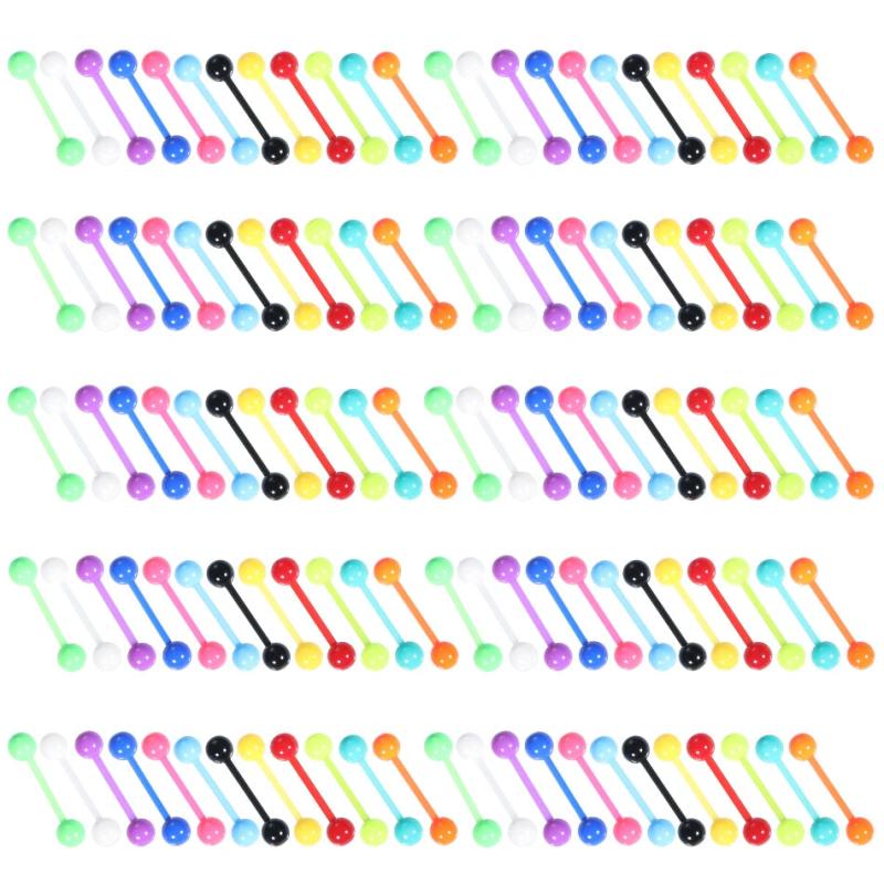 120Pcs Acrylic 6mm Ball Tongue Piercing Barbell Nipple Navel Tongue Ring