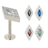 Titanium Rhombus CZ Paved Labret Stud Ear Cartilage Earrings