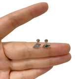 Titanium Rhombus CZ Paved Labret Stud Ear Cartilage Earrings