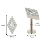 Titanium Rhombus CZ Paved Labret Stud Ear Cartilage Earrings
