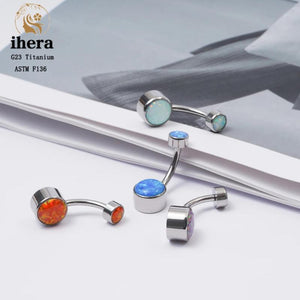 G23 Titanium Opal Belly Button Piercing Ring 14G
