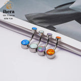 G23 Titanium Opal Belly Button Piercing Ring 14G
