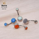 G23 Titanium Opal Belly Button Piercing Ring 14G